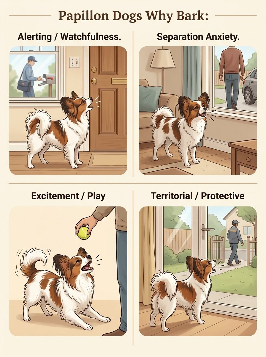 Do Papillon dogs bark? visual aid for why papillons bark in the first place