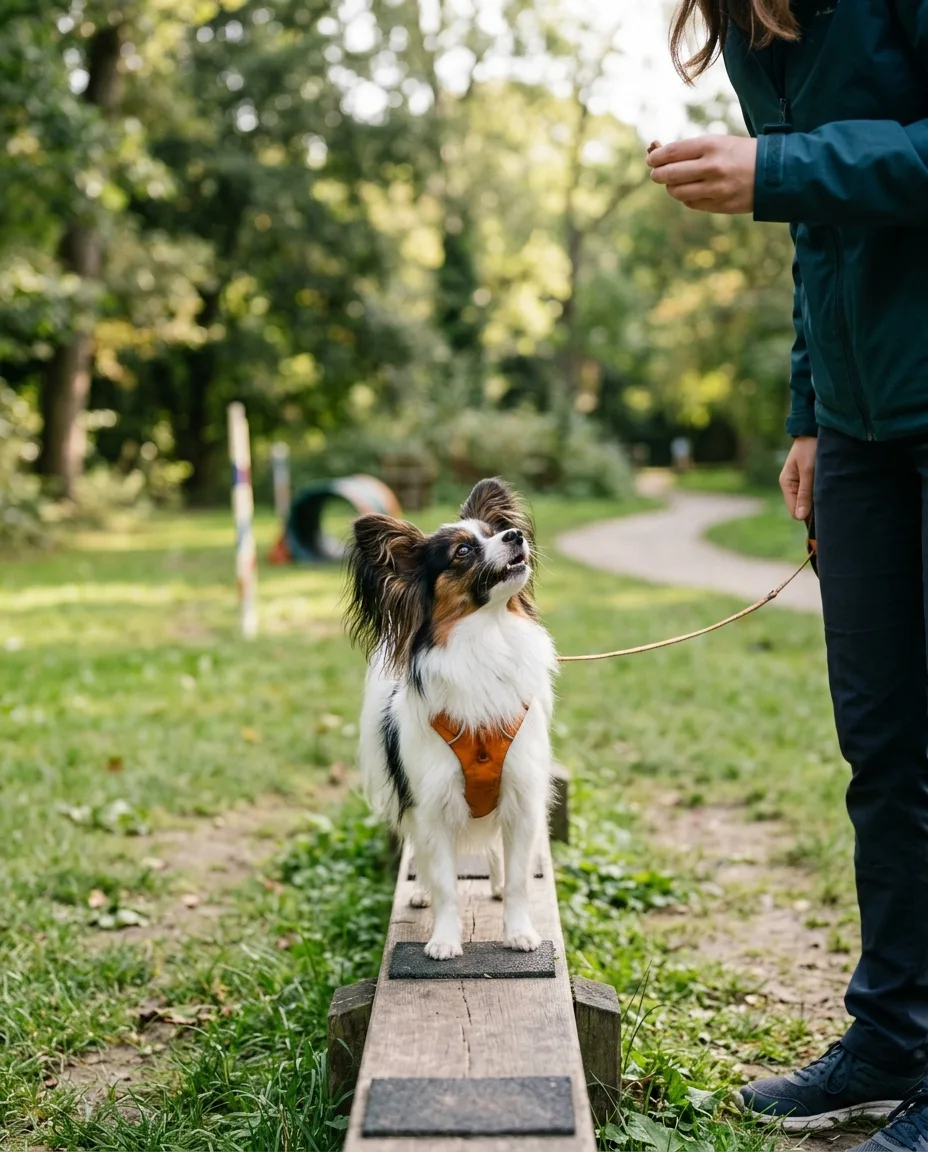 Papillons are so smart during a positive outdoor training session