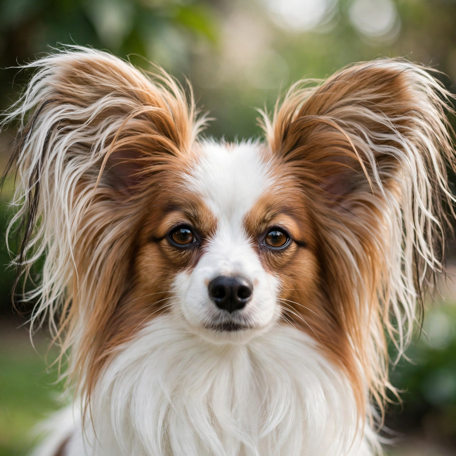 Close-up of a papillon's fringed butterfly ears
